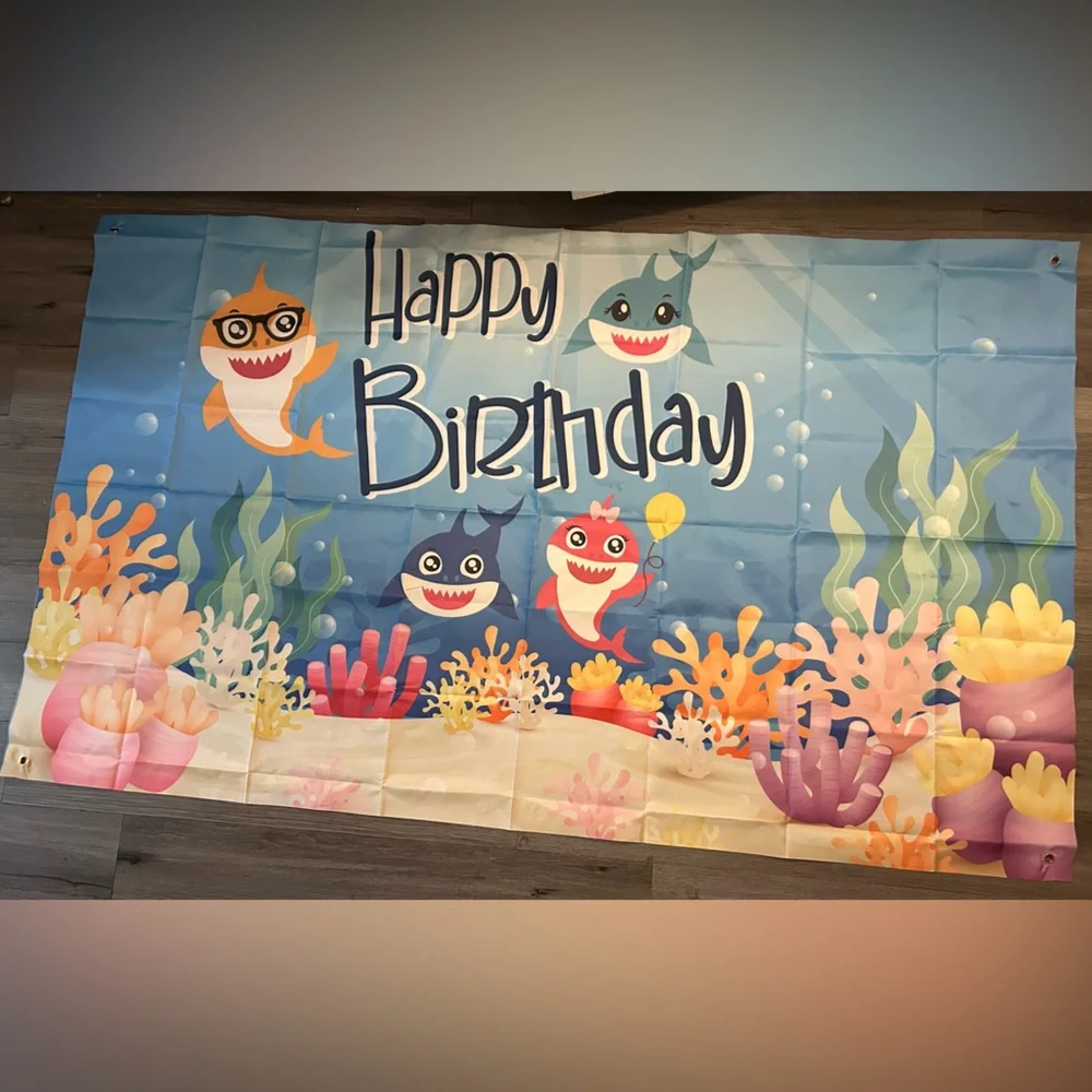 Shark Birthday Party Decorations # 3, 4 x 6,Ocean World Shark Family Birthday